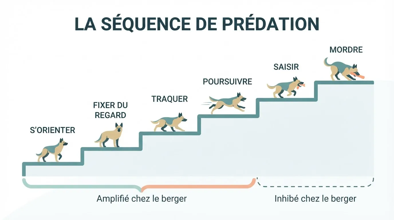 La séquence de prédation chez le chien de berger