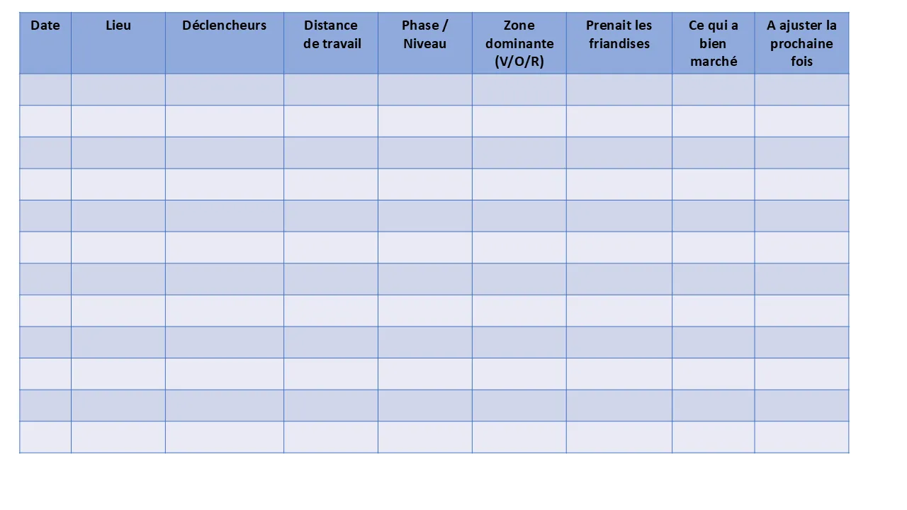 Fiche de suivi progression